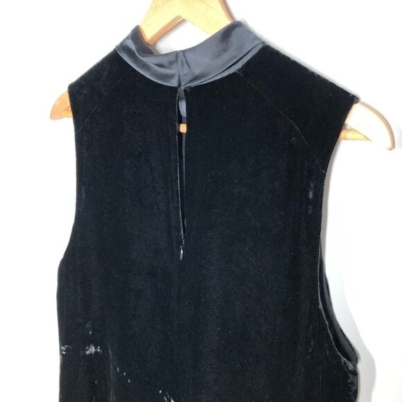 Rag & Bone Danni Black Velvet Midi Shift Dress with Sheer Stripe Size 10 - Picture 6 of 8